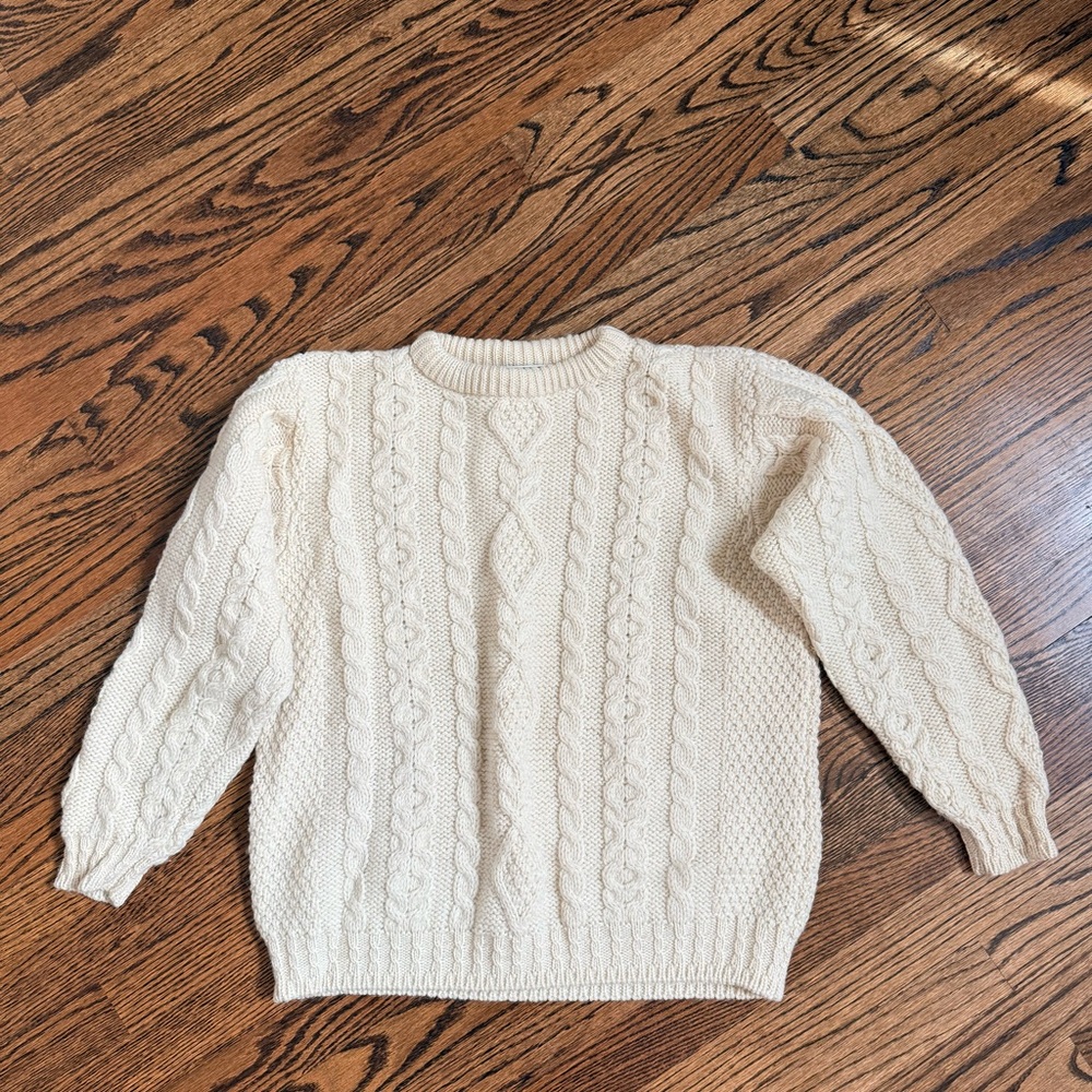 L.L. Bean Cream Cable Crewneck Sweater